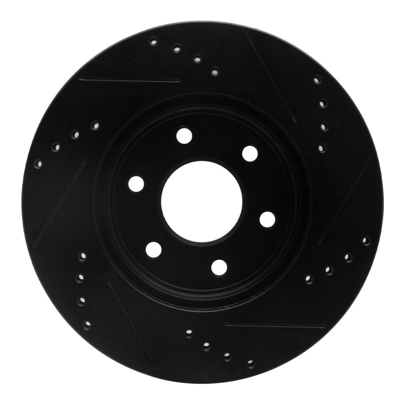 R1 Concepts R1 05-25 Nissan Pathfinder Front Left Drilled & Slotted Black Brake Rotor