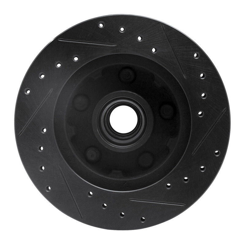 R1 Concepts R1 86-92 Ford Bronco II Front Left Drilled & Slotted Black Brake Rotor