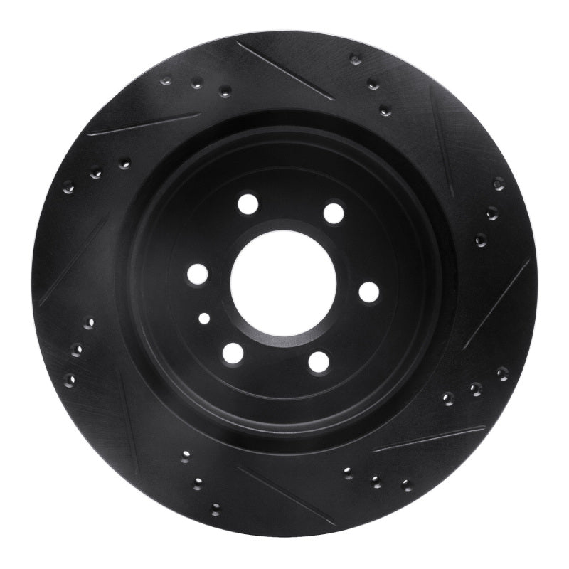 R1 Concepts R1 04-09 Cadillac SRX Rear Left Drilled & Slotted Black Brake Rotor