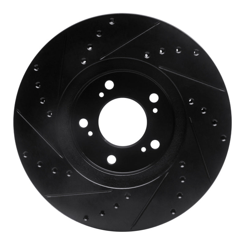 R1 Concepts R1 99-04 Acura RL Front Right Drilled & Slotted Black Brake Rotor
