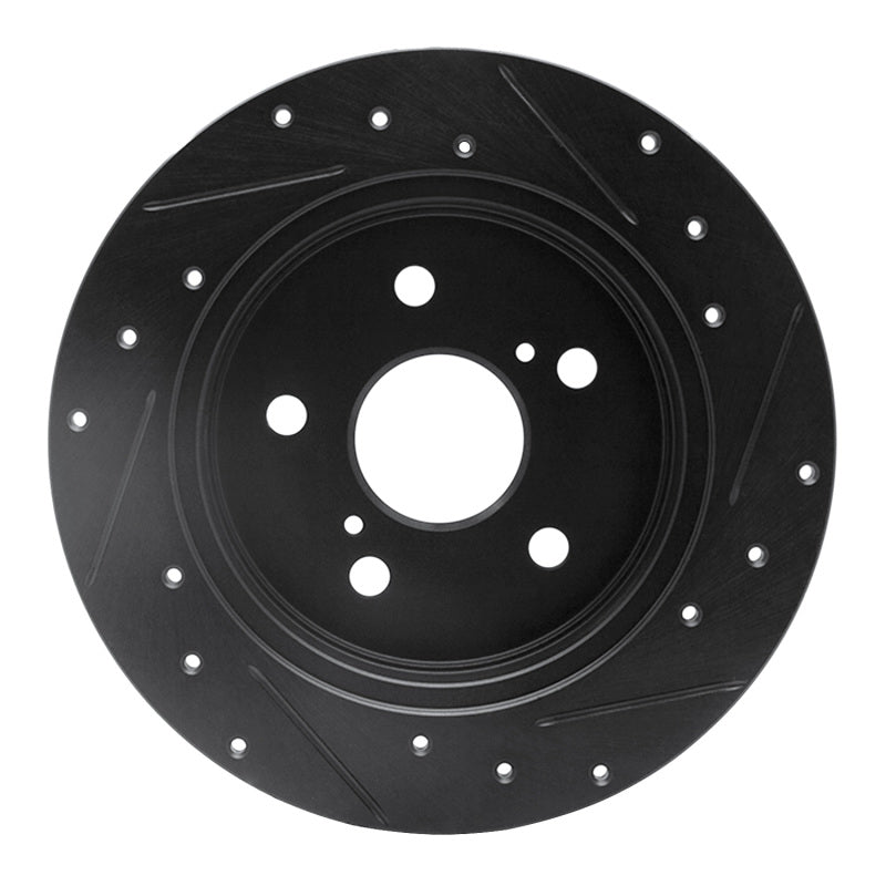 R1 Concepts R1 2015-2025 Lexus NX200T Rear Left Drilled & Slotted Black Brake Rotor