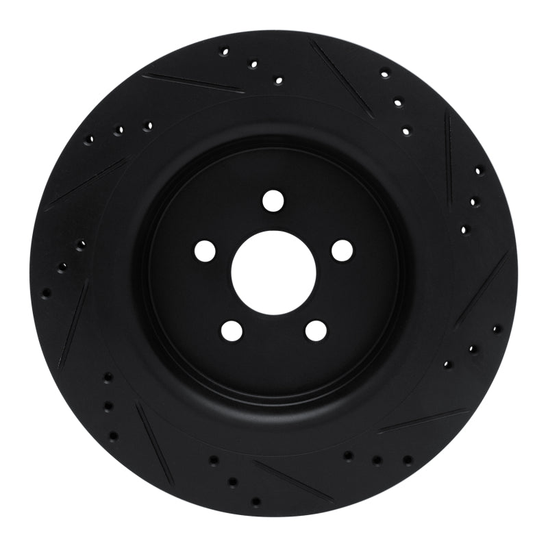 R1 Concepts R1 19-24 Ford Edge Rear Left Drilled & Slotted Black Brake Rotor