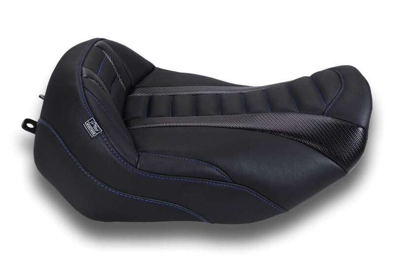 Mustang Motorcycle Mustang 23-26 Harley CVO Road Glide, Street Glide, Deluxe T Solo Blk w/Sky Blue Thread