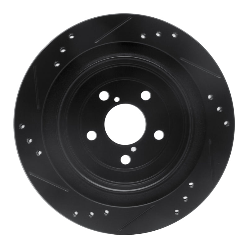 R1 Concepts R1 05-09 Subaru Impreza Rear Right Drilled & Slotted Black Brake Rotor