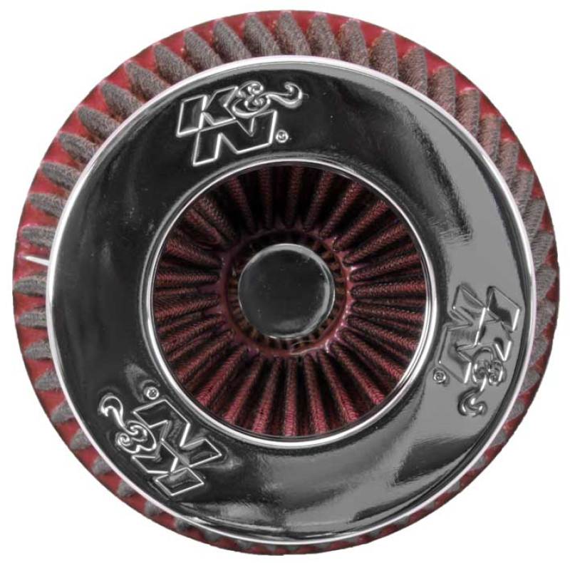 K&N Engineering K&N Universal Air Filter Chrome Round Tapered Red - 4in Flange ID x 1.125in Flange Length x 5.5in H