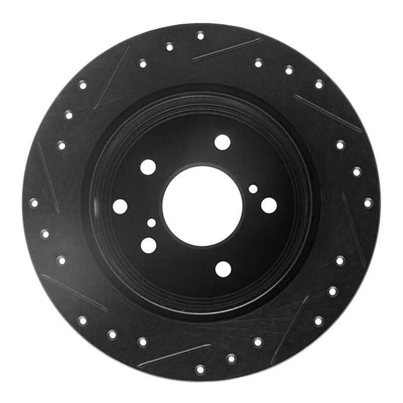 R1 Concepts R1 90-96 Infiniti Q45 Rear Right Drilled & Slotted Black Brake Rotor