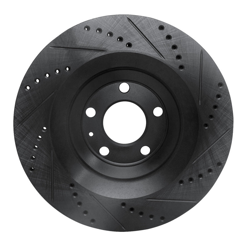 R1 Concepts R1 05-11 Audi A6 Quattro Rear Left Drilled & Slotted Black Brake Rotor