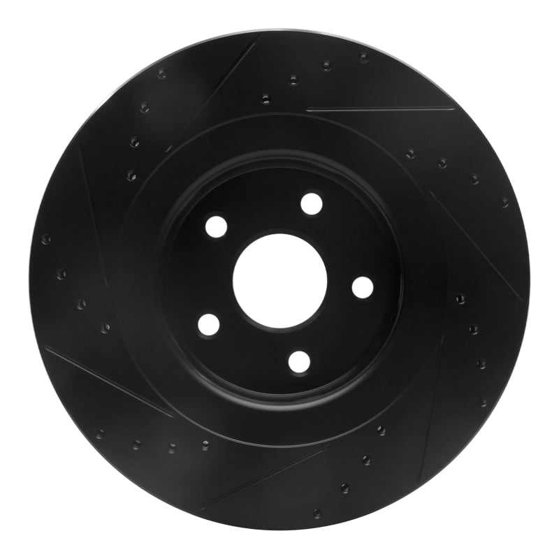 R1 Concepts R1 06-10 Jeep Grand Cherokee Front Right Drilled & Slotted Black Brake Rotor