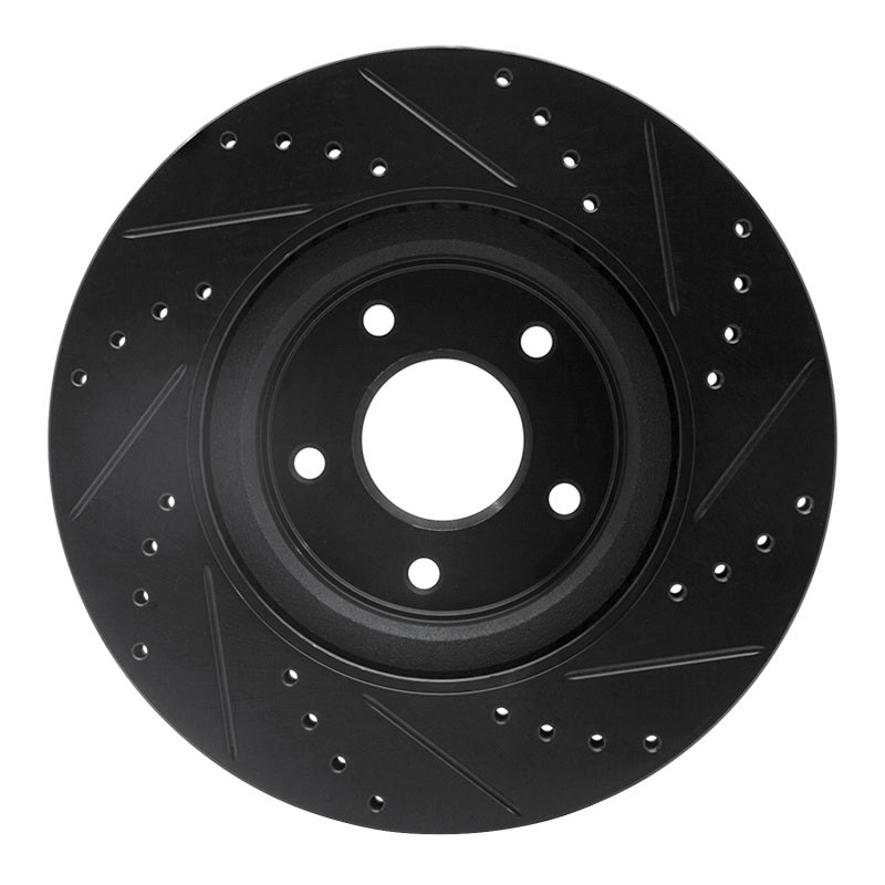 R1 Concepts R1 2013-2025 Infiniti Q50 Front Left Drilled & Slotted Black Brake Rotor