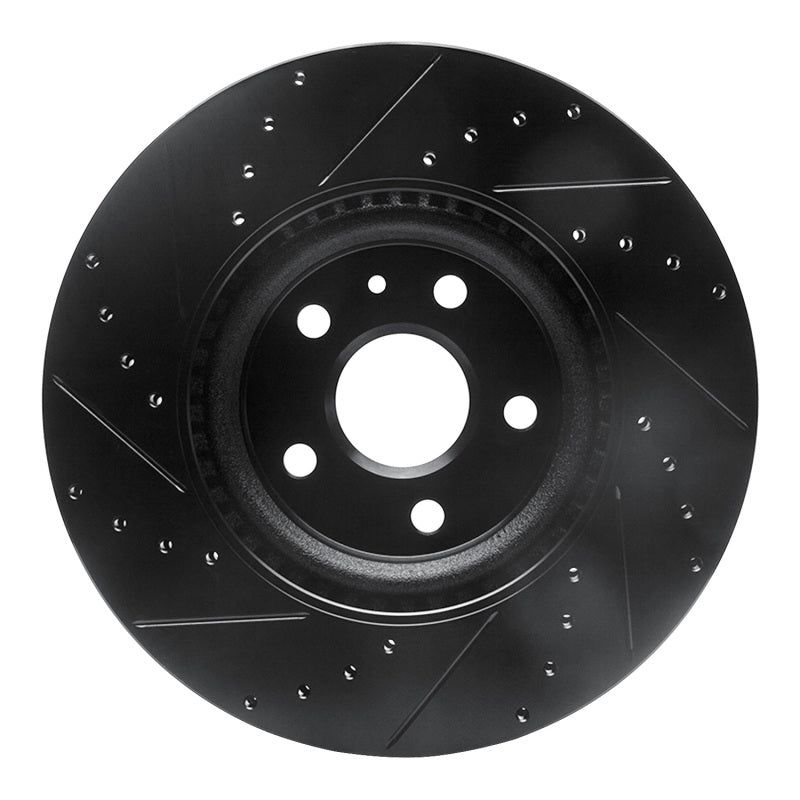 R1 Concepts R1 08-17 Cadillac CTS Front Right Drilled & Slotted Black Brake Rotor