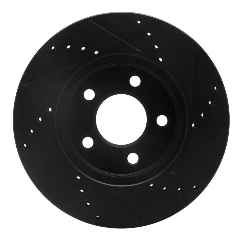 R1 Concepts R1 05-10 Ford Mustang Front Left Drilled & Slotted Black Brake Rotor