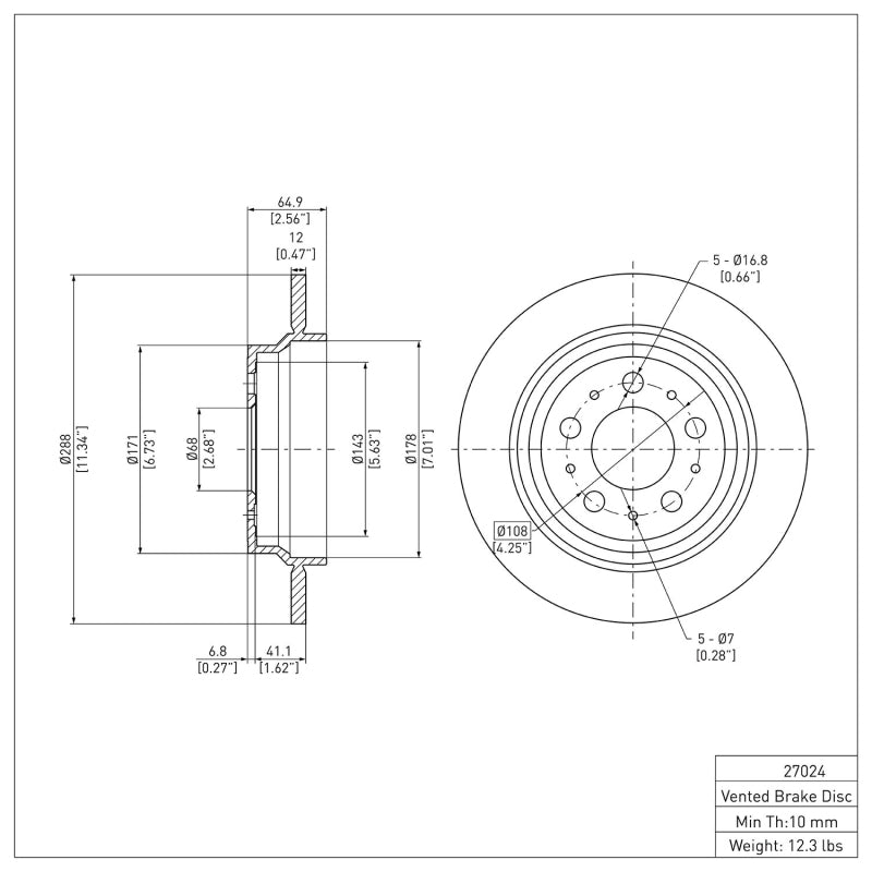DFC 99-09 Volvo XC70/S80/V70/S60 Rear GeoSPEC Coated Rotor