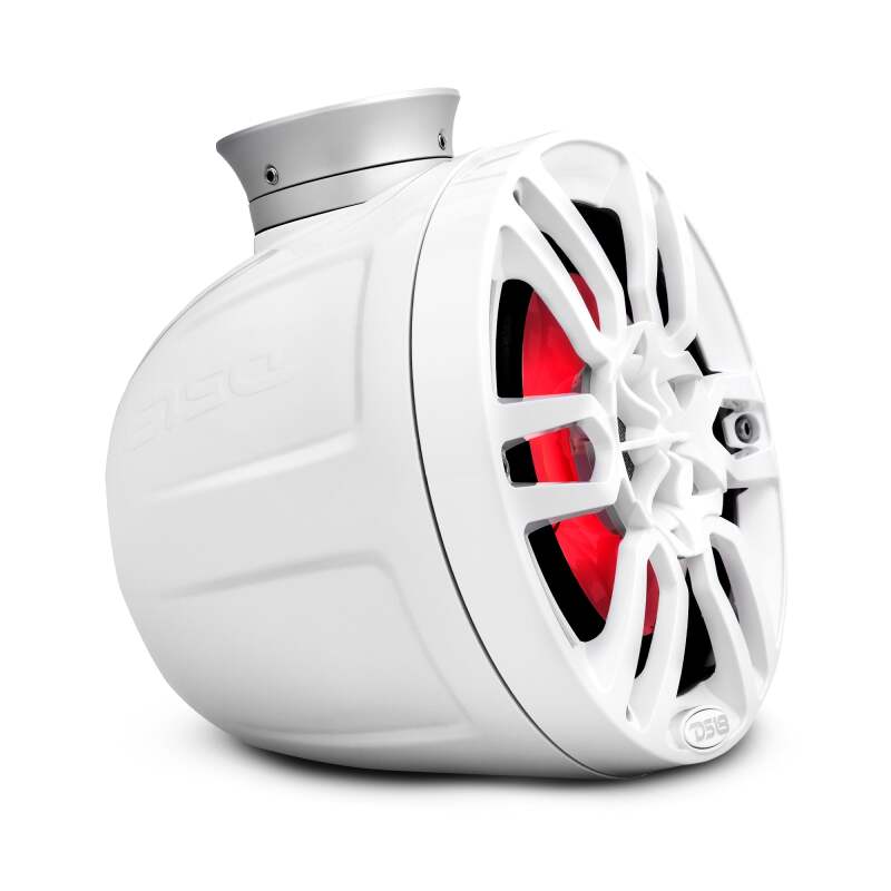 DS18 Marine And Psports Compact Towers Flat And Pole Mount 6.5in 100 Watts RMS RGB LED Lights White