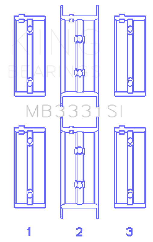 King Engine Bearings Subaru 1300/1600 (Size +0.25mm) Main Bearing Set