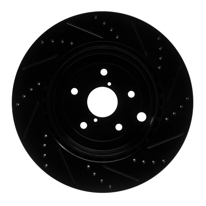 R1 Concepts R1 18-25 Subaru WRX Rear Left Drilled & Slotted Black Brake Rotor