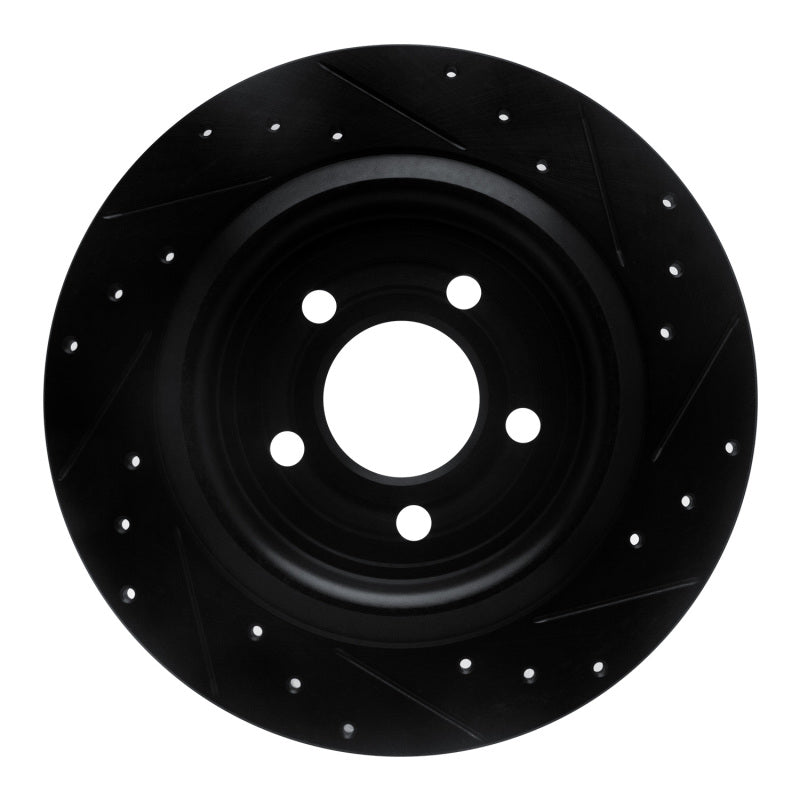 R1 Concepts R1 20-25 Ford Mustang Rear Left Drilled & Slotted Black Brake Rotor