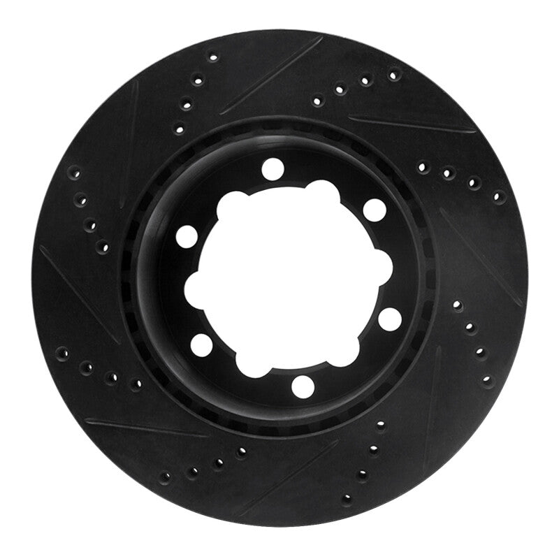 R1 Concepts R1 06-25 American Coach Patriot Rear Right Drilled & Slotted Black Brake Rotor