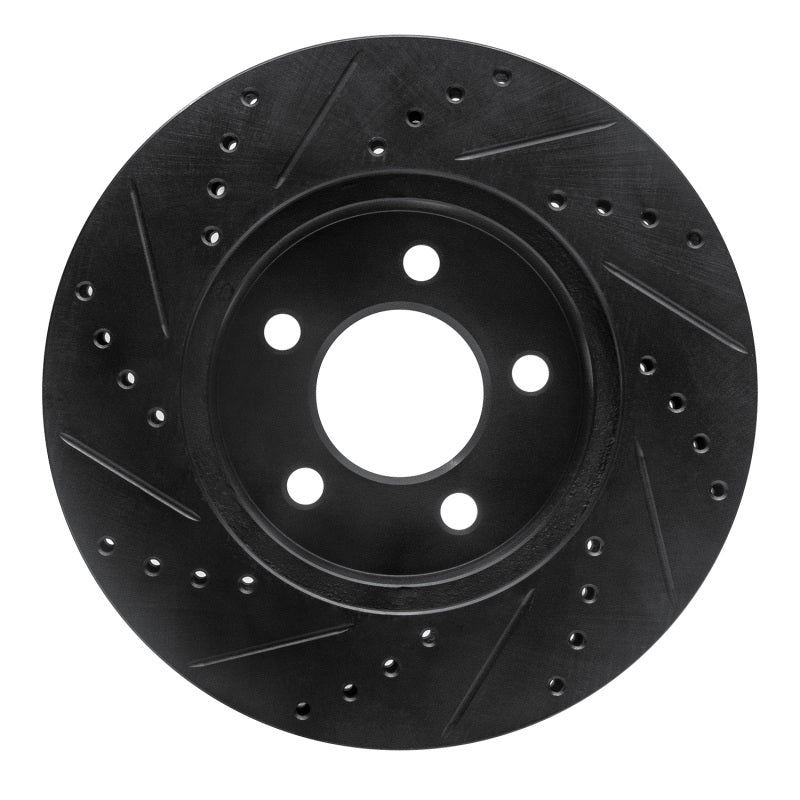 R1 Concepts R1 02-07 Jeep Liberty Front Right Drilled & Slotted Black Brake Rotor