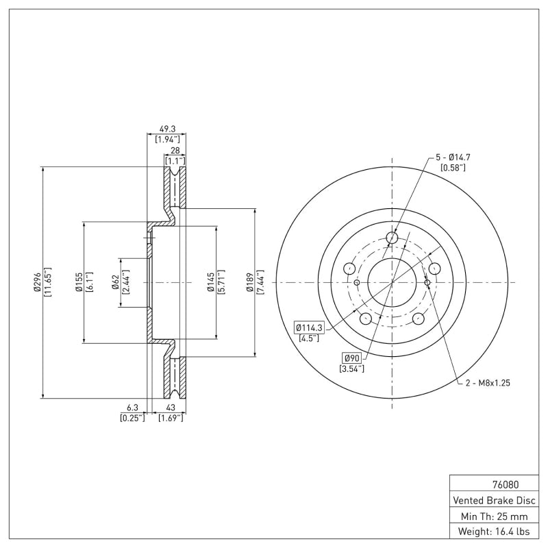 DFC 11-16 Scion tC Front Brake Rotor