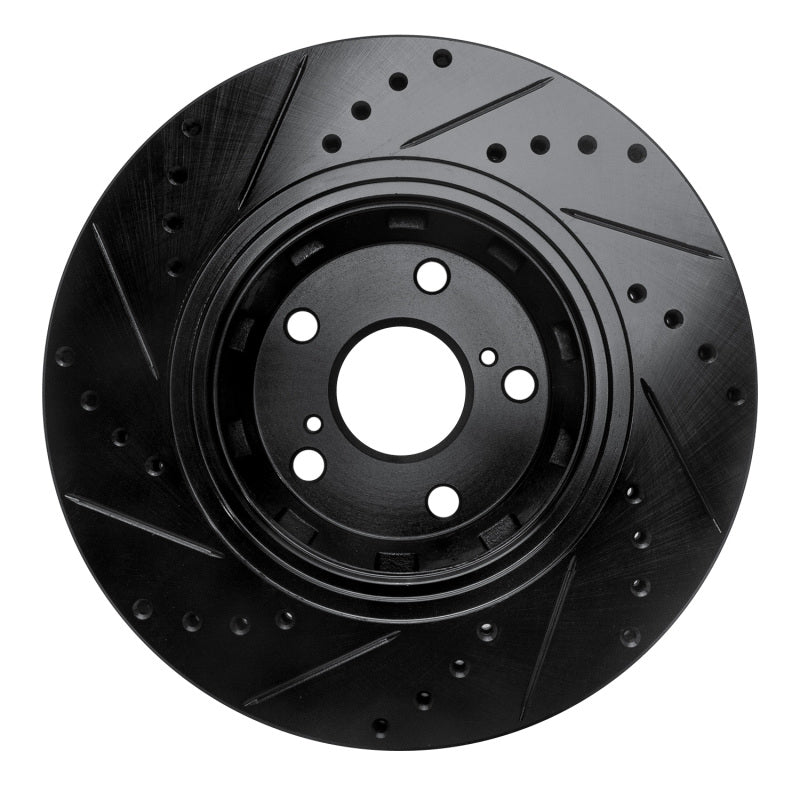 R1 Concepts R1 09-15 Toyota Venza Front Right Drilled & Slotted Black Brake Rotor