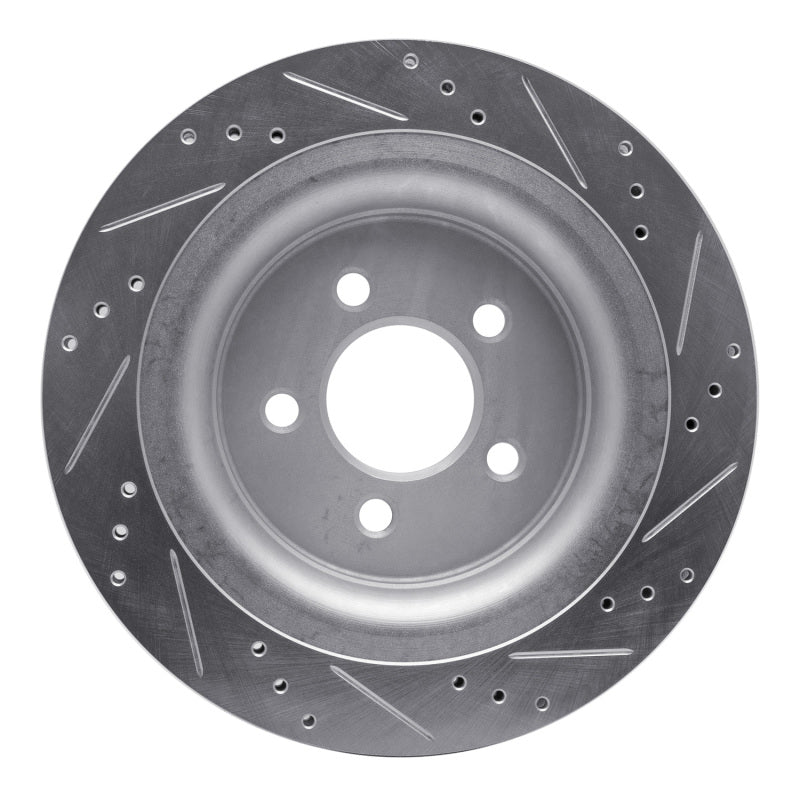 R1 Concepts R1 15-23 Ford Mustang Rear Left Drilled & Slotted Silver Brake Rotor
