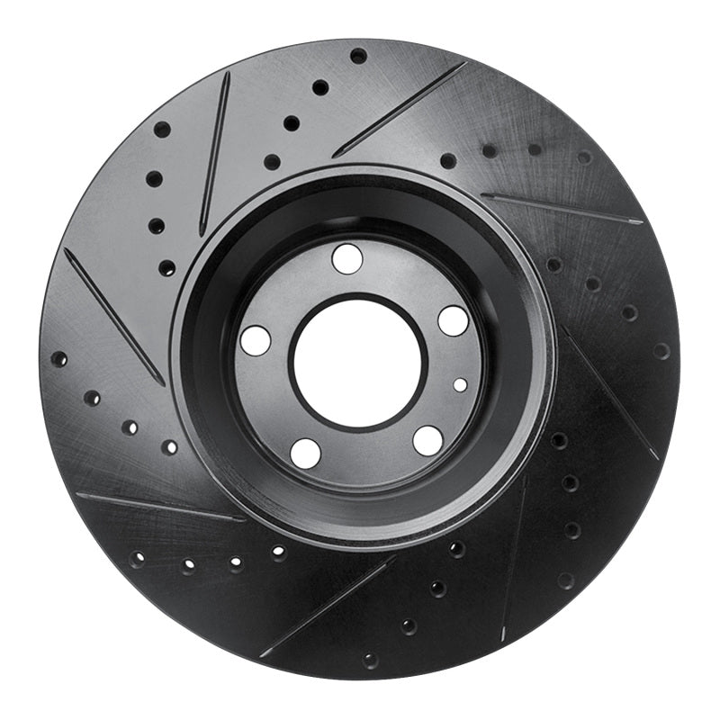 R1 Concepts R1 05-11 Audi A6 (USA/Canada) Front Right Drilled & Slotted Black Brake Rotor