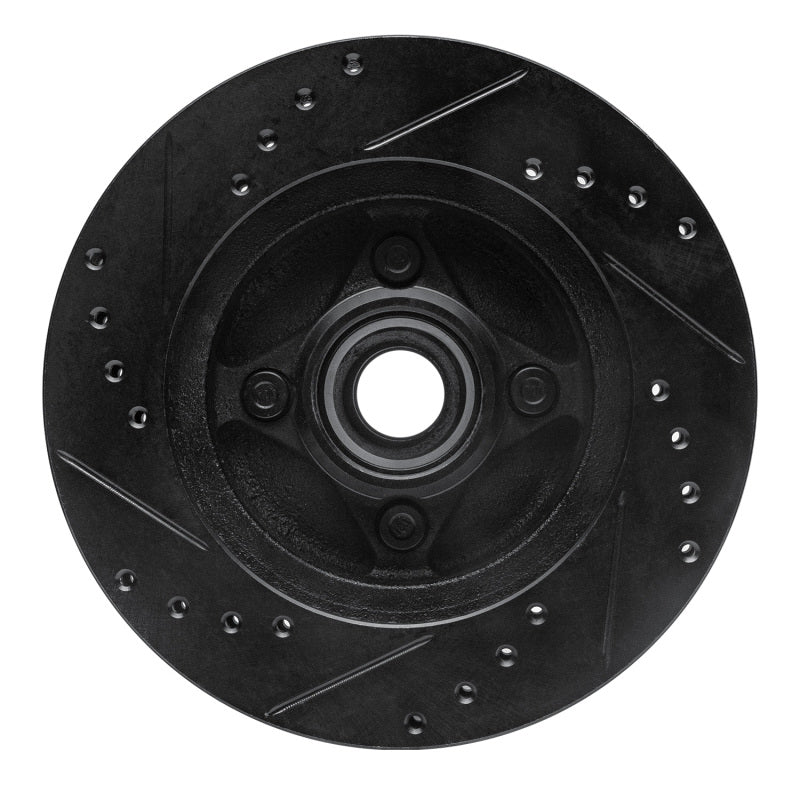 R1 Concepts R1 87-93 Ford Mustang Front Right Drilled & Slotted Black Brake Rotor