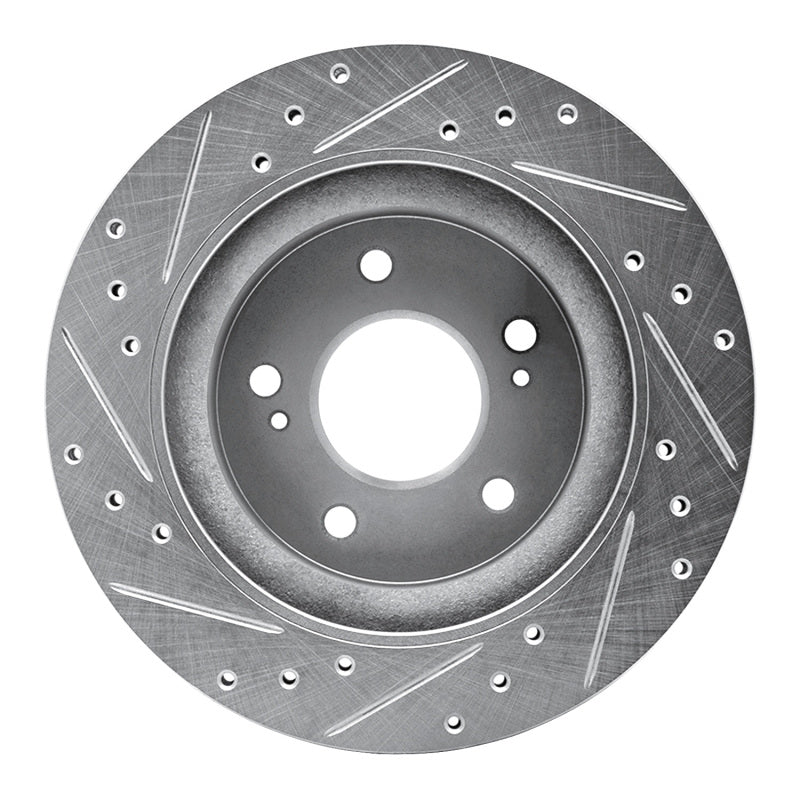 R1 Concepts R1 87-89 Nissan 300ZX Rear Right Drilled & Slotted Silver Brake Rotor