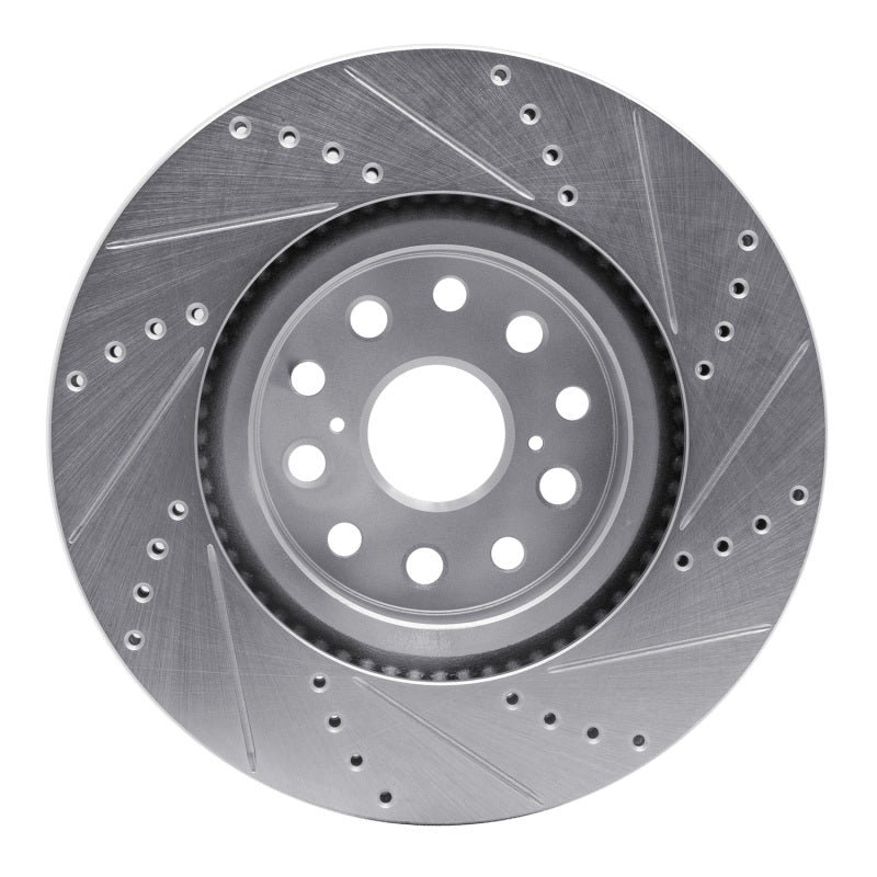 R1 Concepts R1 07-23 Lexus LS460 Front Left Drilled & Slotted Silver Brake Rotor