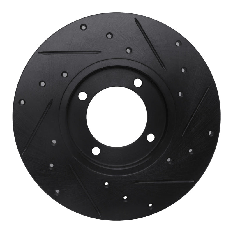 R1 Concepts R1 79-81 Toyota Celica Front Left Drilled & Slotted Black Brake Rotor