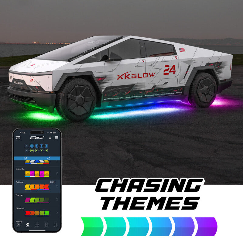 XKGLOW XK Glow Tesla Cybertruck XKMax LED Underglow Light Kit w/ RGBW Chasing Lights