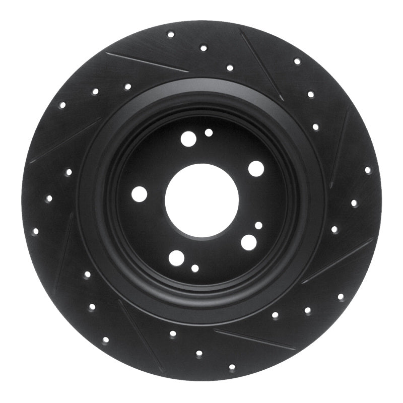 R1 Concepts R1 17-20 Acura MDX Rear Left Drilled & Slotted Black Brake Rotor