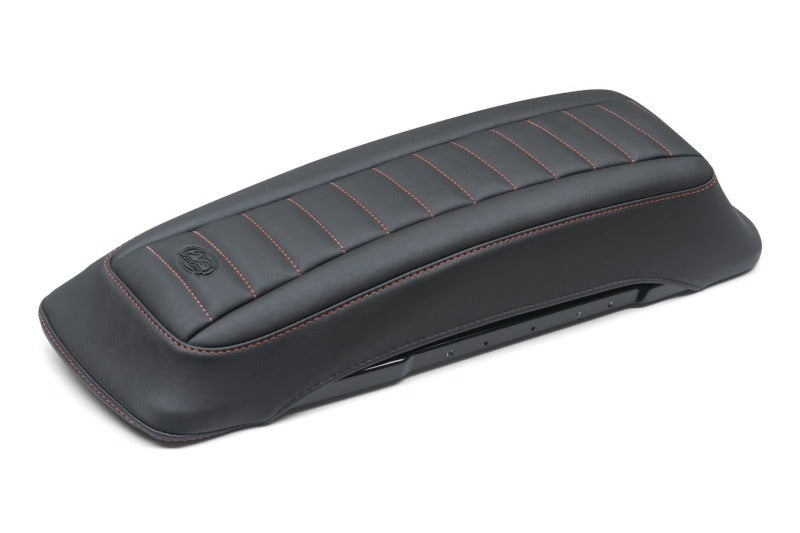 Mustang Motorcycle Mustang 97-13 HD FL Touring Saddlebag Tour-Pak Lid Covers (Pair) Deluxe - Black w/ Red Stitching