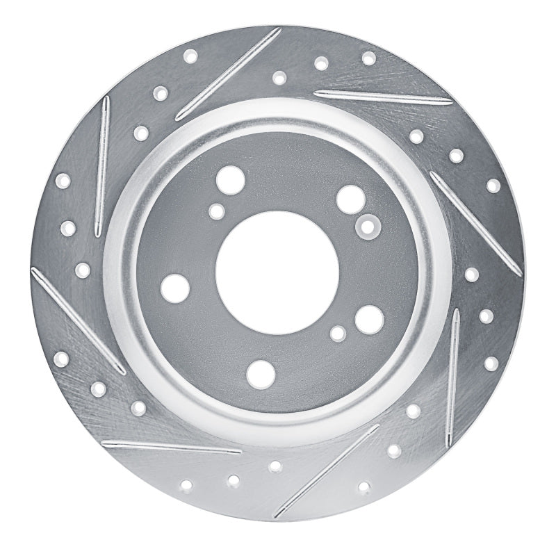R1 Concepts R1 17-25 Acura Integra Rear Left Drilled & Slotted Silver Brake Rotor