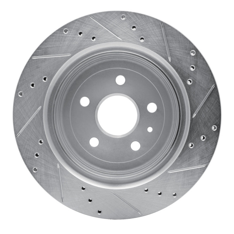 R1 Concepts R1 16-24 Cadillac ATS Rear Left Drilled & Slotted Silver Brake Rotor