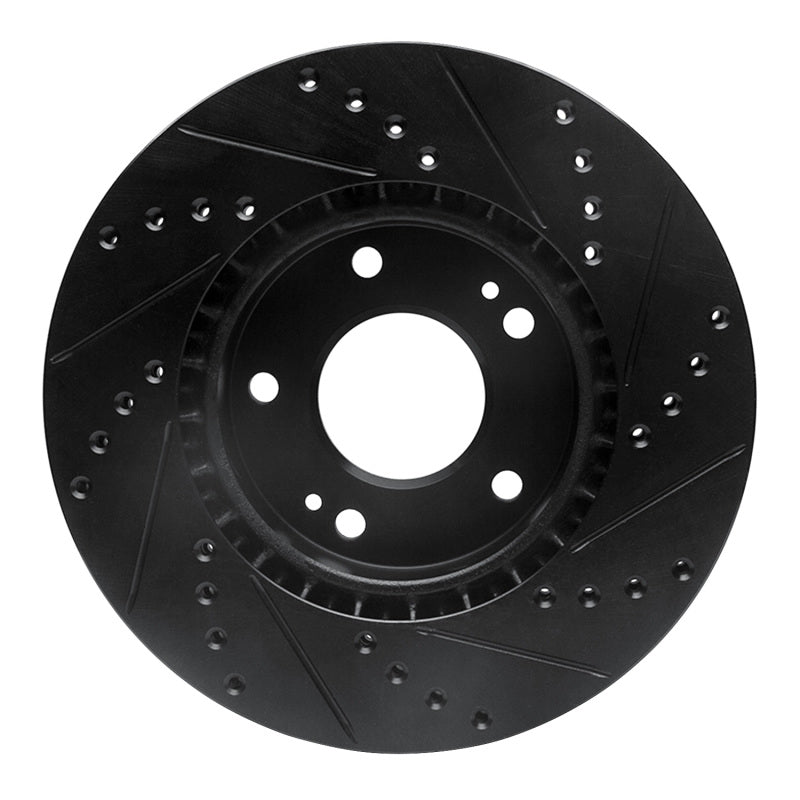 R1 Concepts R1 10-13 Kia Forte Front Left Drilled & Slotted Black Brake Rotor