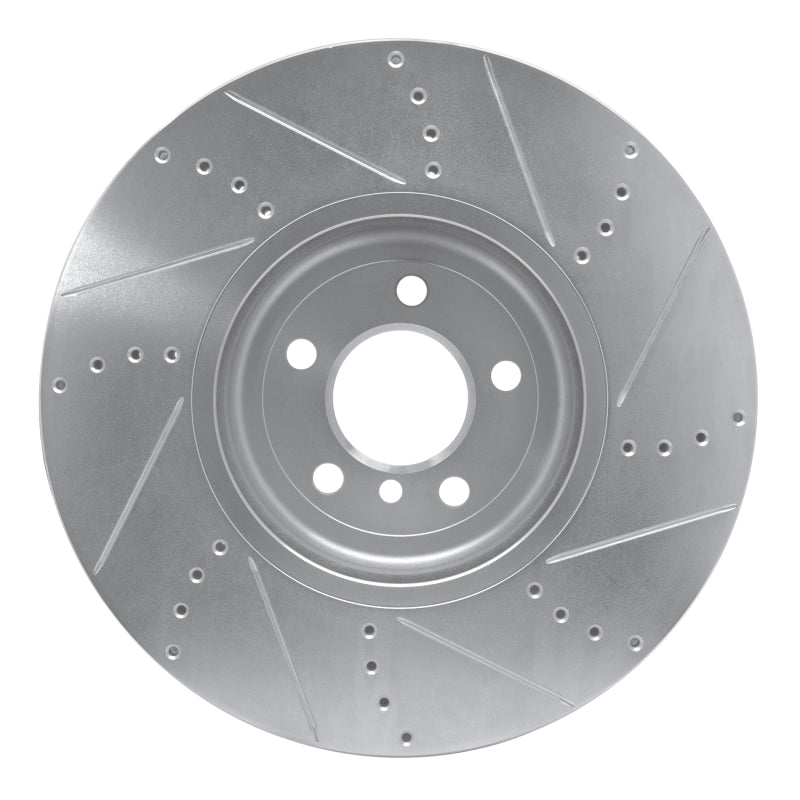 R1 Concepts R1 09-17 BMW 750LI xDrive Left Front Drilled & Slotted Silver Brake Rotor