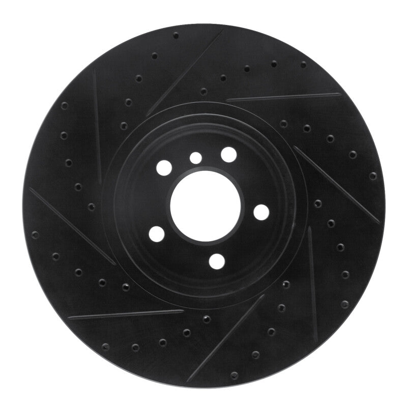 R1 Concepts R1 08-19 BMW X5 Front Right Drilled & Slotted Black Brake Rotor