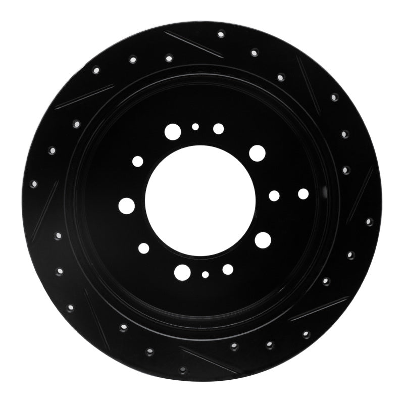 R1 Concepts R1 07-22 Lexus LX570 Rear Left Drilled & Slotted Black Brake Rotor