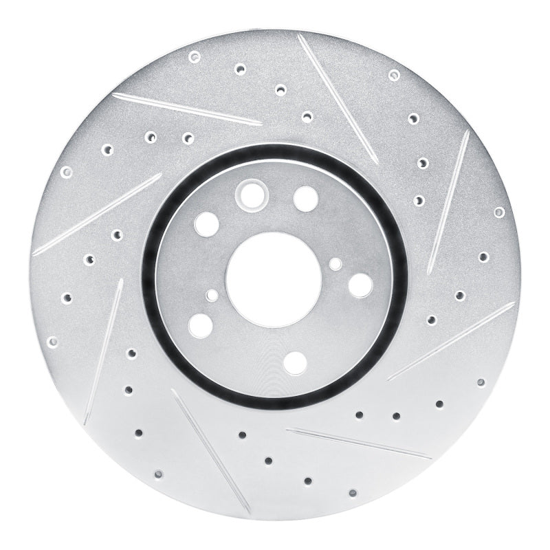 R1 Concepts R1 06-20 Lexus IS200T Right Front Drilled & Slotted Silver Brake Rotor