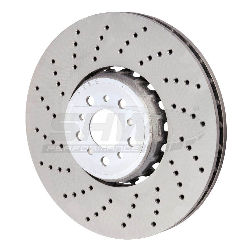 SHW Performance SHW 2020+ BMW X3 M 3.0L Left Front Cross-Drilled Lightweight Brake Rotor (34118054825)