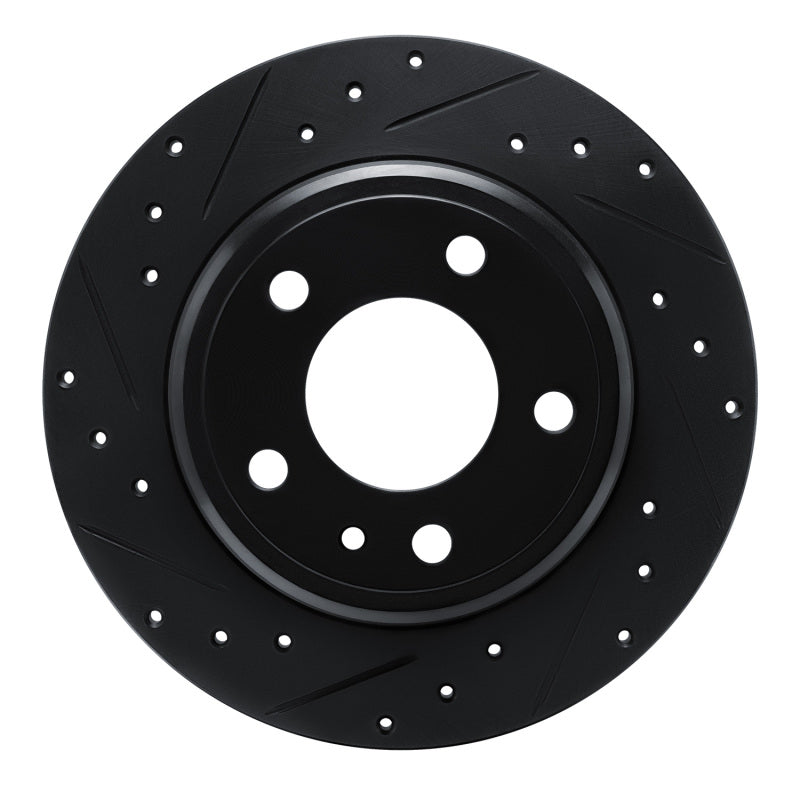 R1 Concepts R1 87-92 BMW 735IL Rear Left Drilled & Slotted Black Brake Rotor