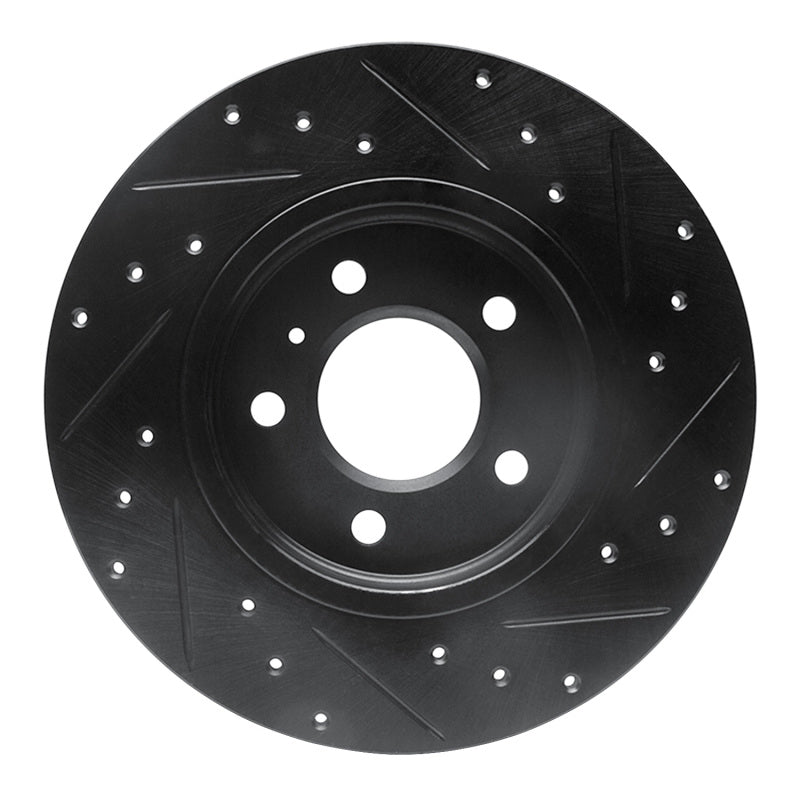R1 Concepts R1 05-05 Buick Terraza Rear Left Drilled & Slotted Black Brake Rotor