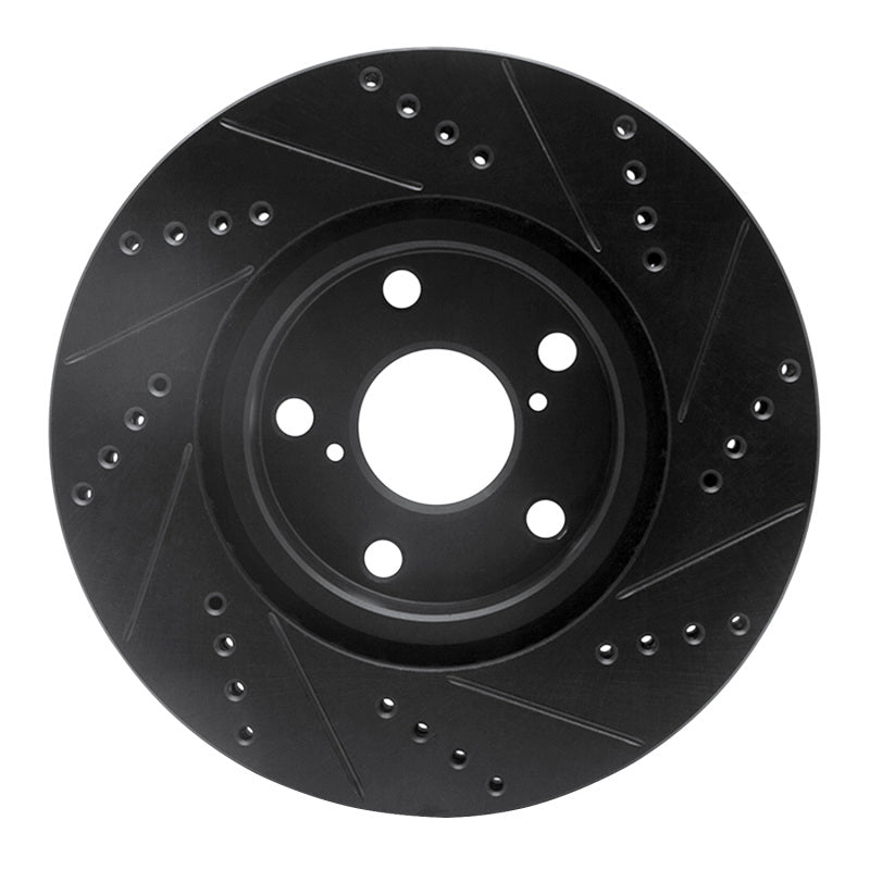 R1 Concepts R1 06-15 Lexus GS300 Right Front Drilled & Slotted Black Brake Rotor