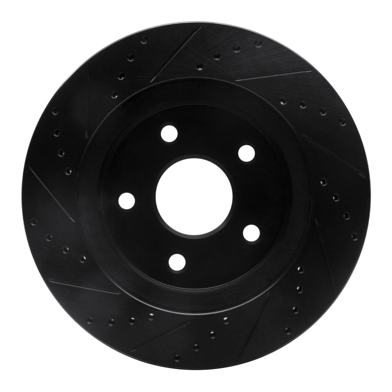 R1 Concepts R1 08-12 Jeep J8 Front Right Drilled & Slotted Black Brake Rotor