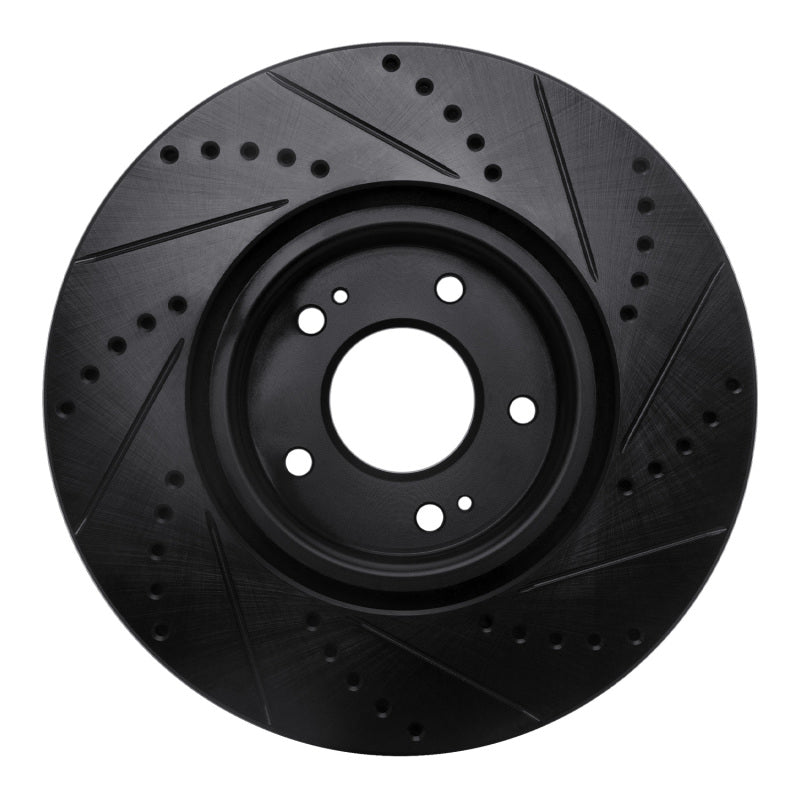 R1 Concepts R1 03-06 Mitsubishi Lancer Front Left Drilled & Slotted Black Brake Rotor