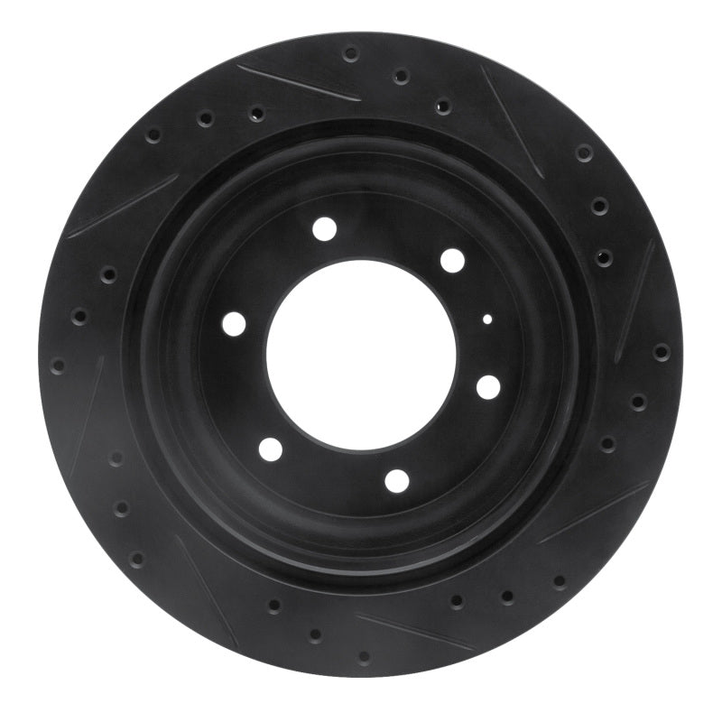 R1 Concepts R1 92-04 Acura SLX Rear Left Drilled & Slotted Black Brake Rotor