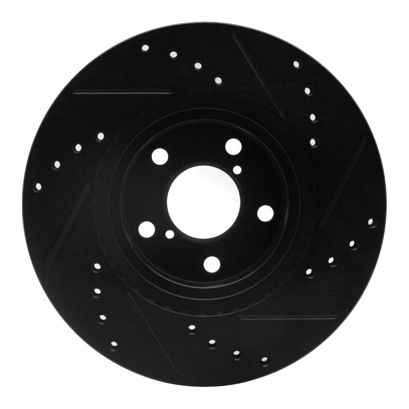 R1 Concepts R1 90-16 Saab 9-2X Front Left Drilled & Slotted Black Brake Rotor