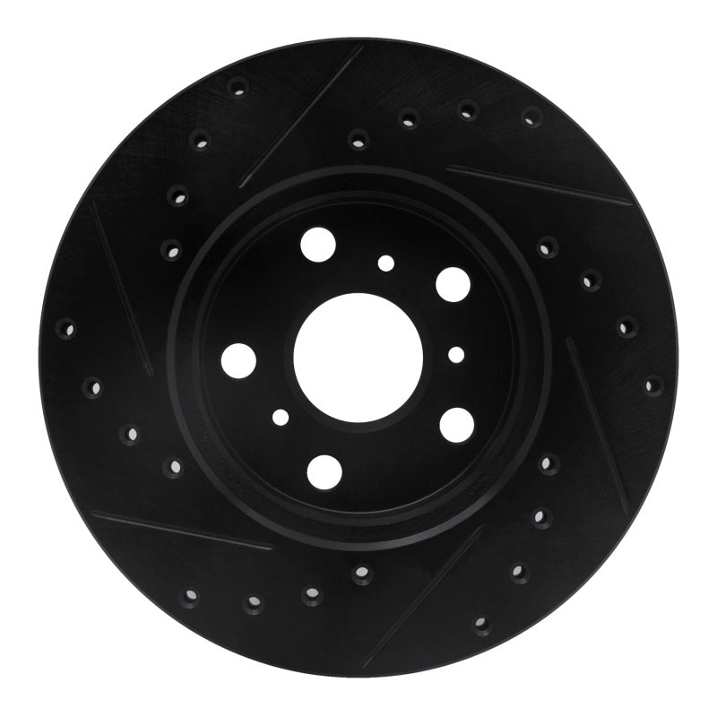 R1 Concepts R1 88-93 Toyota Celica Front Right Drilled & Slotted Black Brake Rotor