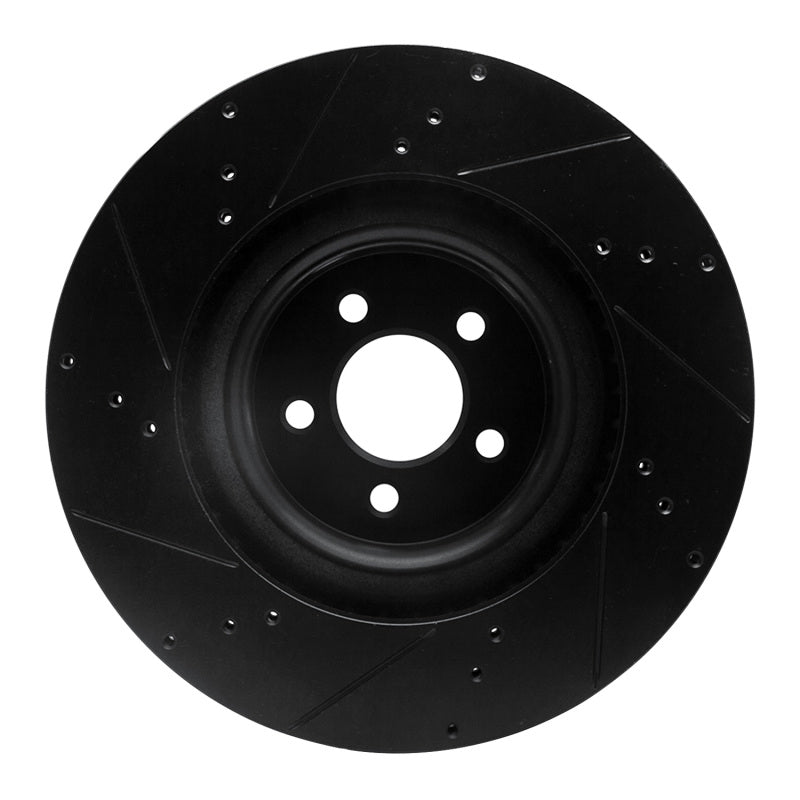 R1 Concepts R1 15-23 Ford Mustang Front Right Drilled & Slotted Black Brake Rotor